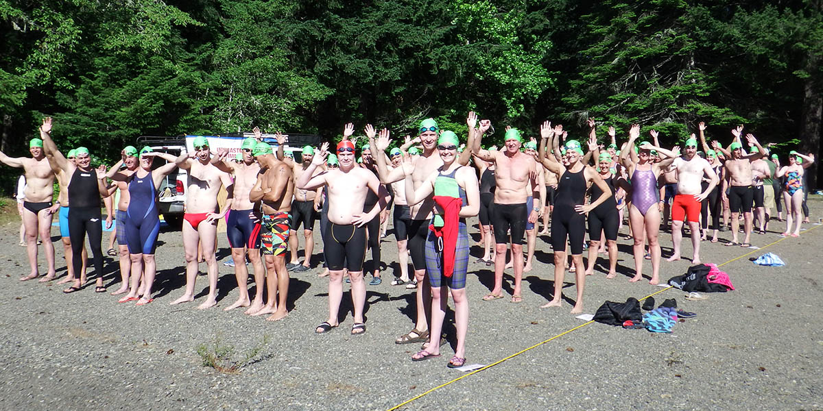 Marshalling area before the start of the 2-mile swim.